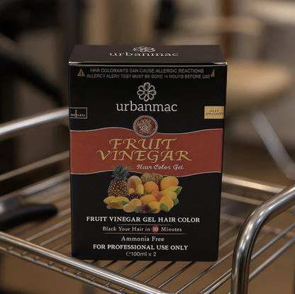 URBANMAC Fruit Vinegar Hair Dye – Ammonia-Free, Multi-Use (Natural Black, 200ml) , Natural Black