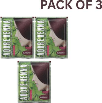 Adore Henna BURGUNDY 25G PACK OF 3 , BURGUNDY