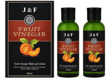 J & F Fruit vinegar Black Gel Hair Colour Natural Shine Ammonia Free 100 ml x 2 , Black