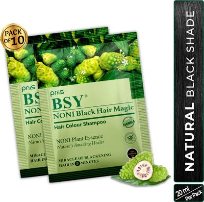 BSY Noni Black Hair Magic Hair Color 20mlx10 Sachets , Black , Black