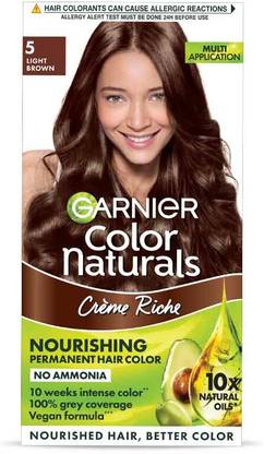 GARNIER Hair Colouring Creme, Long-lasting, Color Naturals, Shade: 5 , Shade 5, Light Brown
