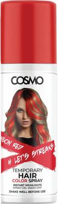 COSMO Temporary Neon Red Hair Color Spray For Unisex, Suitable for All Hair Types , Neon Red