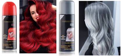 ADJD RED & SILVER Temporary hair color Spray instant hair colour for man and woman , RED, SILVER