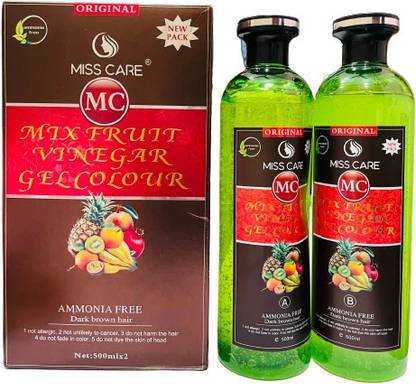 Miss Care Professional Dark Brown Mix Fruit Vinegar Gel Colour Ammonia Free (1000ml) , Dark Brown