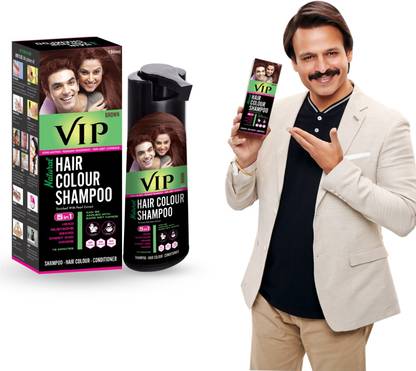 VIP HAIR COLOUR SHAMPOO BROWN 180ML , Brown , BROWN