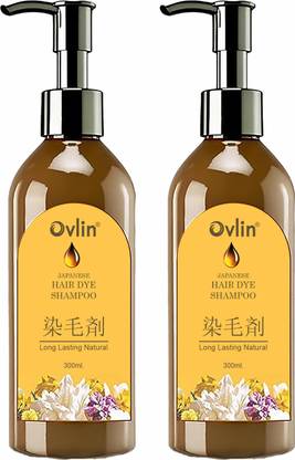 Ovlin Japanes Hair dye shampoo for Women & Men All Hair Types| Natural & Long-Lasting , BLACK