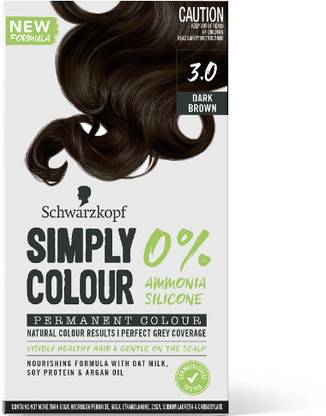 Schwarzkopf Simply Colour Permanent Hair Colour For 100% Grey Coverage - 3.00 Dark Brown , Dark brown