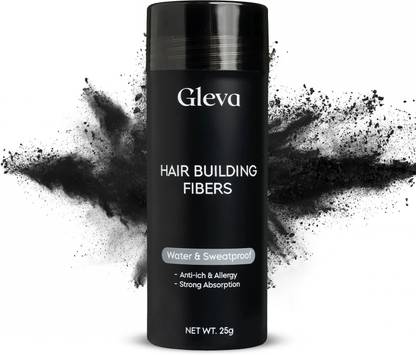 Gleva Hair Fibers Topper For Fine Hair - Conceals Hair Loss Instantly - Women & Men , Black