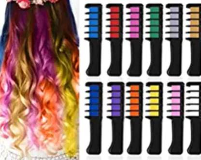 COSMO VIBES Mini Temporary Hair Color Chalk Hair Dye Chalk Comb-12Pcs , MULTICOLOR