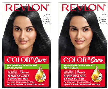 Revlon Color N Care Permanent Hair Color Cream 107.5 ml x 2 , 1 Natural Black