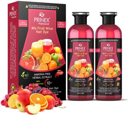 Prinex Professional 1000ML Mix Fruits Wine Hair Gel Color Ammonia Free , Natural Black