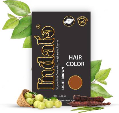 Indalo Ammonia-Free Vibrant Light Brown Hair Color | With Natural Ingredients - 100g , Light Brown