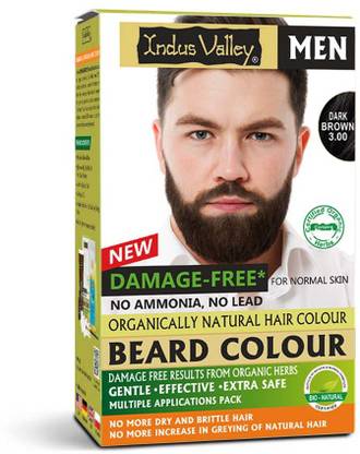 Indus Valley Damage free Men Beard Dark Brown Hair Color - No Ammonia, No Lead , Dark Brown