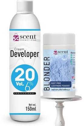 ScentCosmetics Hair Lightening Bleaching Powder FREE Developer , (6% 20volume) Blond Look