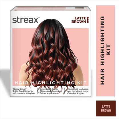 Streax Hair Colour Highlight Kit , Hair Colour for Women, DIY Application , Latte Brown