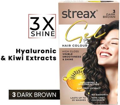 Streax Gel Hair Colour for women, 150 ml |No ammonia |100% grey coverage , Dark Brown