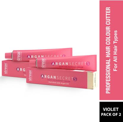 Streax Argan Secrets Hair Colourant Cream (Pack of 2) Violet , Violet