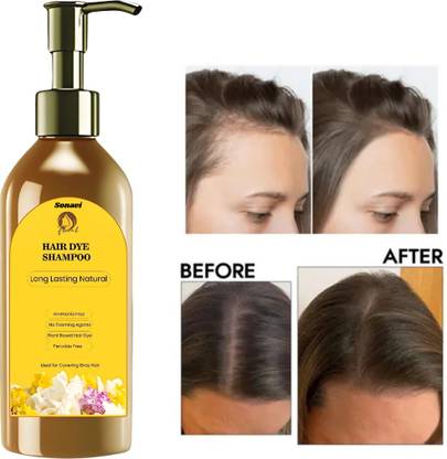 Sonavi Stay Color Intense Hair Dye Shampoo for Long-Lasting Shine , Black