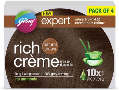 Godrej Expert Rich Creme Hair Colour Pack of 4 , NATURAL BROWN