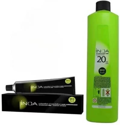 Natural World INOA PROFESSIONAL Hair Colour No 1 Black 60 Gm,+ Developer 20 Vol 1000 Ml , , BLACK