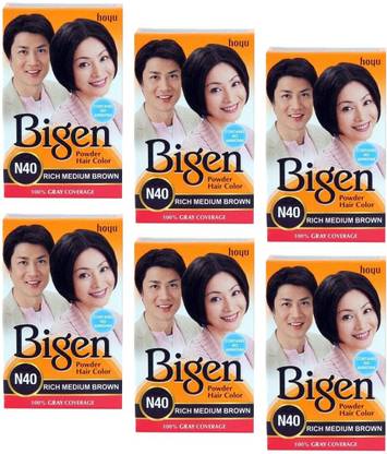 Bigen Powder Hair Dye Rich Medium Brown N40 , Rich Medium Brown ( Pack of 6 )