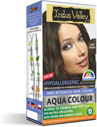 Indus Valley Hypo Allergic Aqua Color 100% Botanical Dark Brown Hair Colour , Dark Brown
