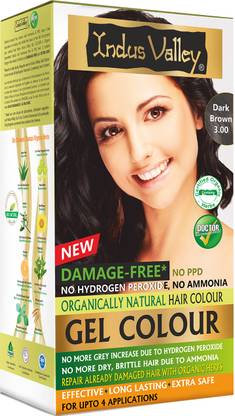 Indus Valley Organically Natural Damage Free Gel Hair Color,No Ammonia Hair Men Women , Dark Brown 3.00