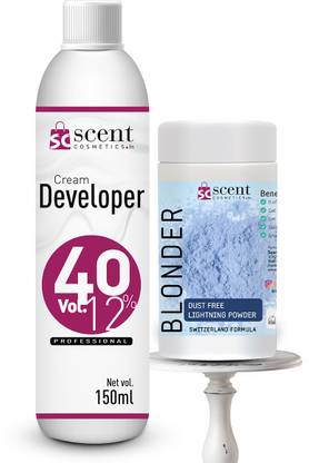 ScentCosmetics Blonder Bleaching Powder (60G) with Cream Developer (150Ml) (12%, 40 Vol) , Blonde