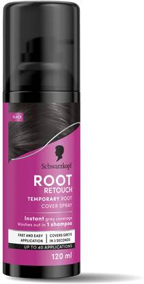 Schwarzkopf Root Retouch Instant Grey Hair Concealer Spray Sweat And Rain Resistant - Black , Black