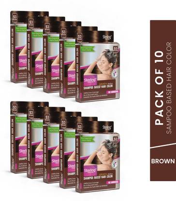 Sterling Naturals Shampoo Hair Colour| Anti Hair fall |Long-Lasting Instant Hair Colour , Brown