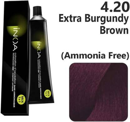 KERASTASE INOA Hair Color No. 4.20 Extra Burgendy Brown 60ml + 20Vol 6% Developer 90ml , Extra Burgendy Brown
