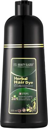 Beauty Glazed Herbal Hair Dye Shampoo, 3-in-1 Scalp Health Care, Shine Care & Moisturizing , Black