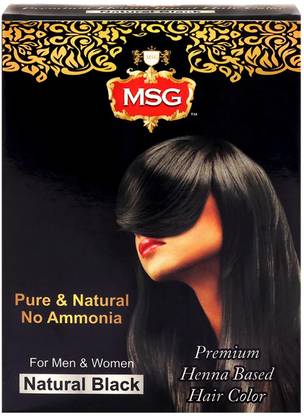 MSG Henna Based Hair Color, Natural Black (No Ammonia) , Natural Black