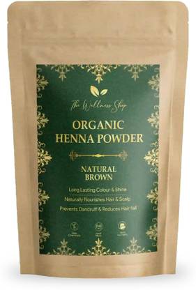 The Wellness Shop Organic Brown Henna Powder - No PPD & Ammonia, USDA Certified, Lasts 3 Weeks , Henna