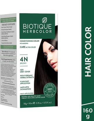 BIOTIQUE Herbcolor Conditioning | 100% Grey Coverage in 15 Minutes | 4N Hair Colour , Brown