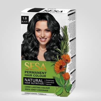 SESA Creme Hair Colour Long-lasting Smooth & Shine Shade: 1 , Black