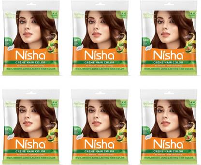Nisha Permanent Creme Hair Color No Ammonia (20gm+20ml each Pack) , Natural Brown