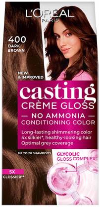 L'Oréal Paris Casting Creme Gloss Hair Colour |Ammonia-Free & Glossy Finish , Dark Brown 400