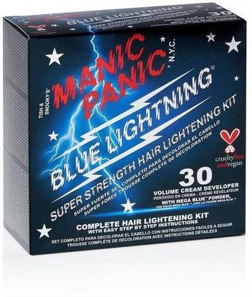 Manic Panic Blue Lightning Hair Bleach Kit Volume with Mega Blue Powder , Blue