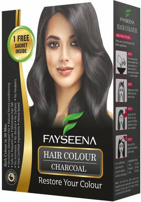 Fayseena Heena Based Hair Colour Charcoal Restore Your Colour - 6+1 Sachet , Black