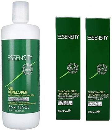 Essensity 5.5% Oil Developer 18 volume -1000 ml & 2 Quantity of Hair Color No 3 (Set of 3) , Dark Brown