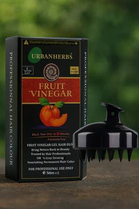 Urbanherbs Herbal Hair Color + Anti-Itch Massager – For Shiny Hair & Clean Scalp , Natural Black