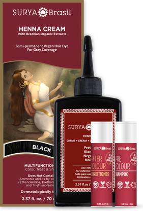 SURYA BRASIL Black Heena Cream For Unisex , Hair Color || 70ml , Black