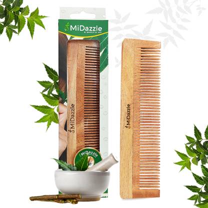 Midazzle Organic Pure Kacchi Neem Wood Comb for men and women