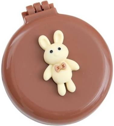 AlexVyan Brown Round Travel Mini Hair Comb with Make up Mirror Pocket Folding