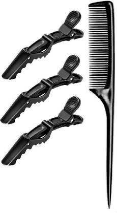 CombZone Rat Tail Parting Combs for Braiding Hair Styling Comb with 3 Styling Hair Clip