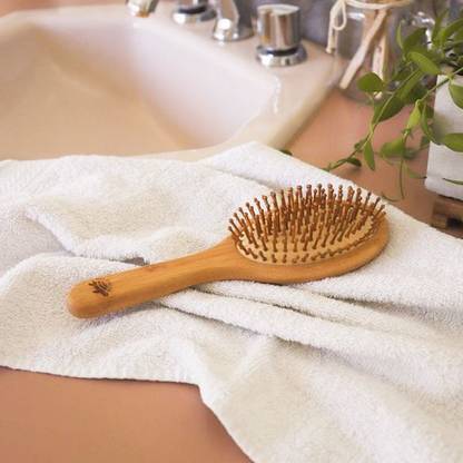 KITCHENBIZ Wooden hair brush for Women & Men for hair growth with flat paddle brush comb