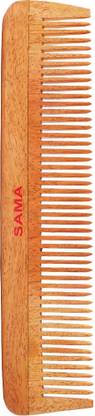 sama Fine Tooth Neem Wooden Comb for Hair Styling, Growth & Frizz Control