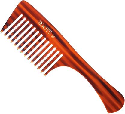 ROOTS Wide Teeth Comb for Wavy/ Curly/ Thick/ Long Hair and Shampoo Use