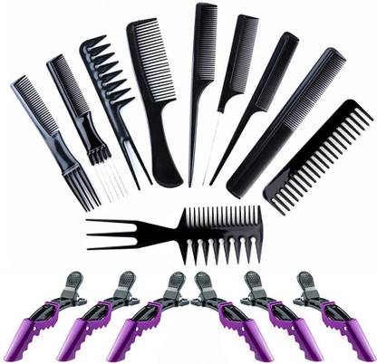 Eltihr 16Pcs Hair Combs Set - (10Pcs Hair Combs + 6Pcs Hair Clips) Rat Tail Combs